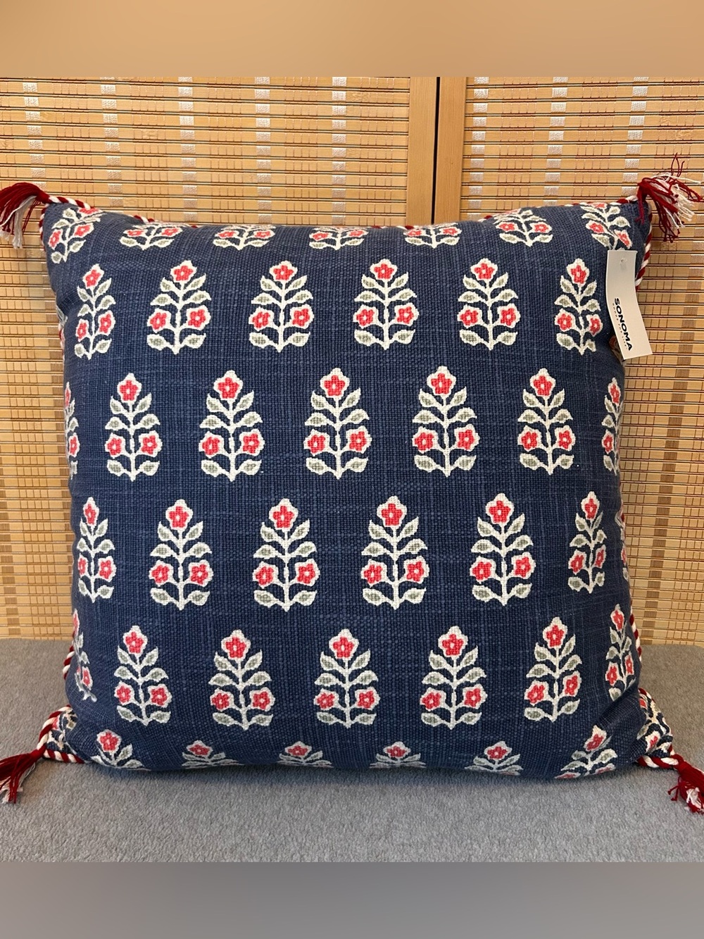 Floral Blue Throw Pillow